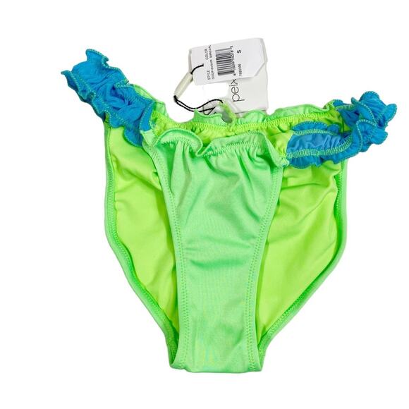 PEIXOTO Amore Ruffled Cheeky Bikini Bottom in Lime Green - Picture 5 of 11